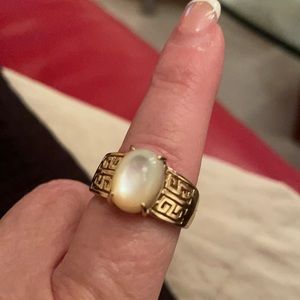 Mother of Pearl Greek Key Ring